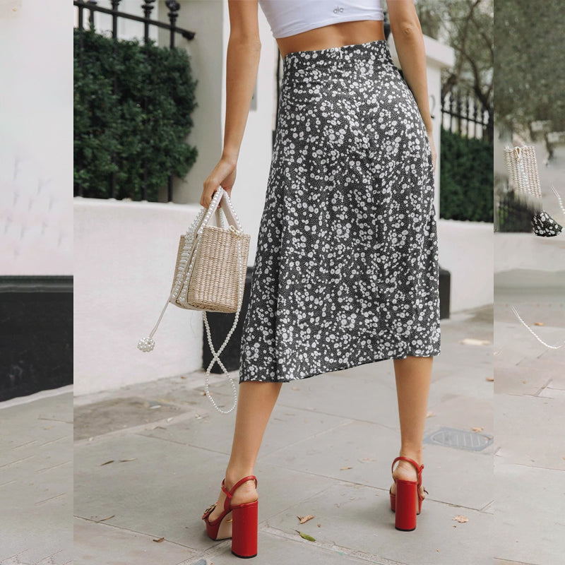 Floral Midi Slit Skirt