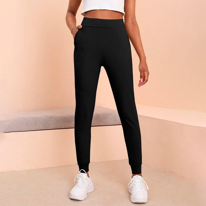 Slant Pocket High Waist Solid Joggers