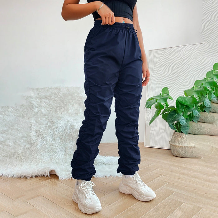 Drawstring Waist Solid Pants