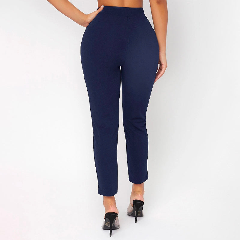 High Waist Double Button Skinny Cropped Pants