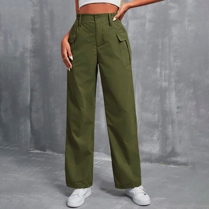 High Waist Flap Pocket Cargo Pants