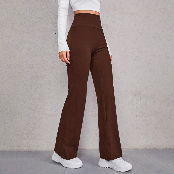 Wide Waistband Flare Leg Pants