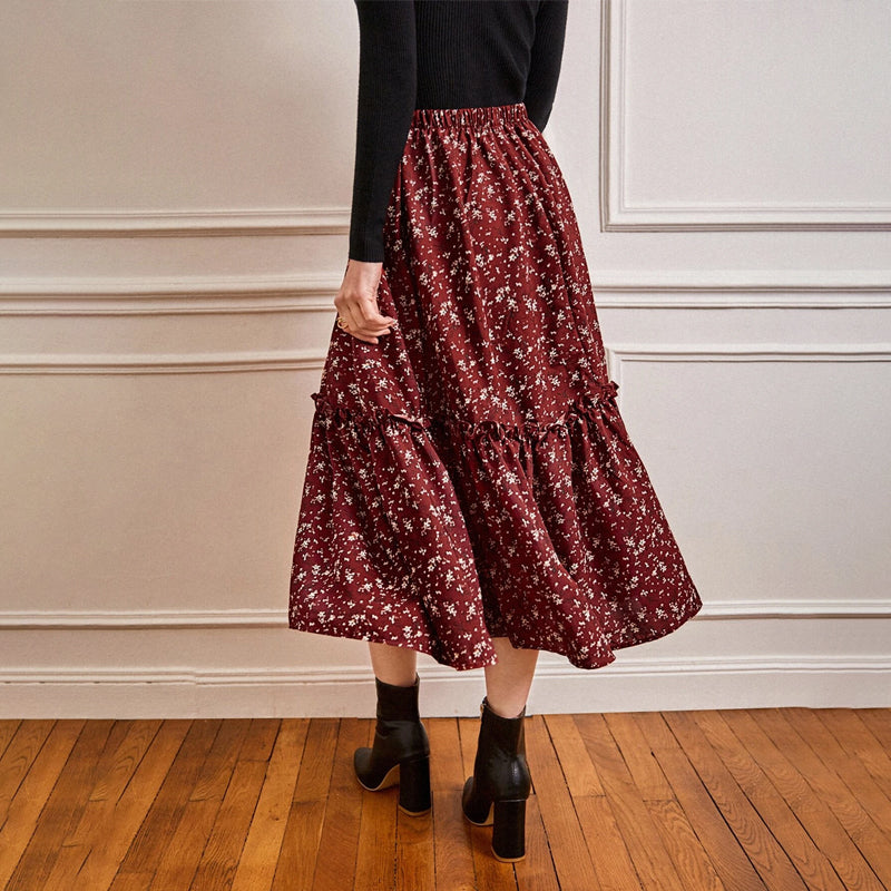 Floral Frill A-line Skirt