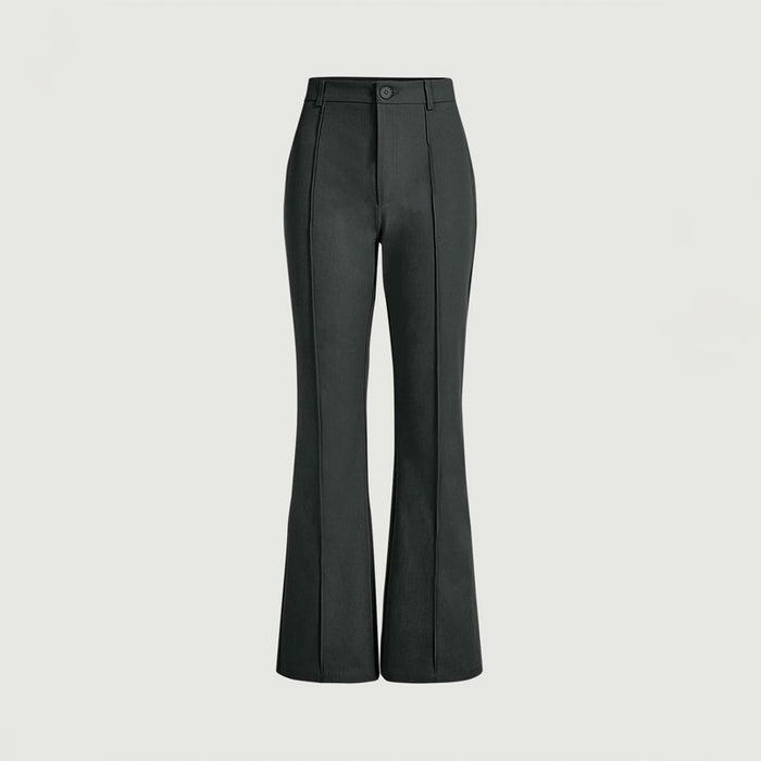 Plain High Waist Seam Detail Flare Leg Pants