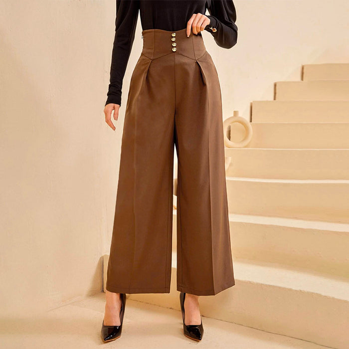 High Waisted Solid Wide Leg Pants