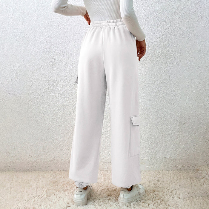 Flap Pocket Side Elastic Waist Casual Sweatpants