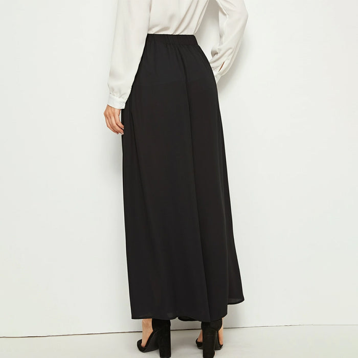 Elastic Waist Tie Front Super Palazzo Pants