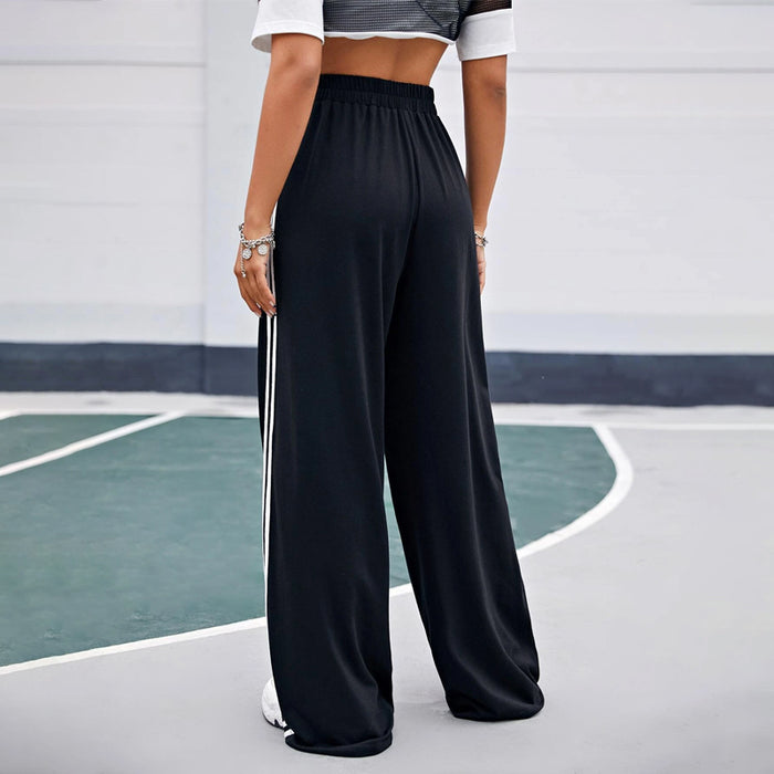 Elastic Waist Striped Side Palazzo Pants