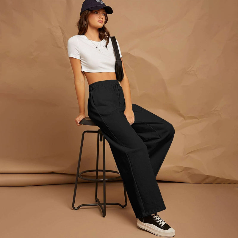 Easy Wear Solid Drawstring Waist Sweatpants