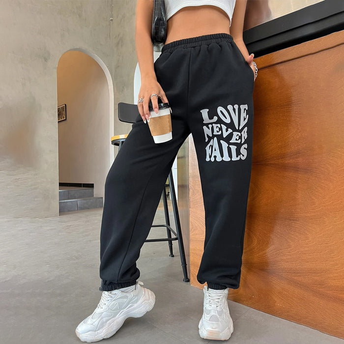 Reflective Slogan Graphic Sweatpants