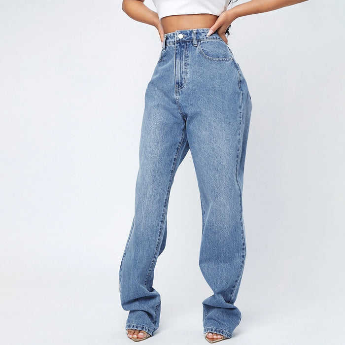 High Waist Straight Leg Jeans For Women