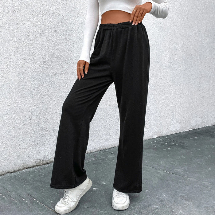 Easy Wear Solid Elastic Waist Wide Leg Pants