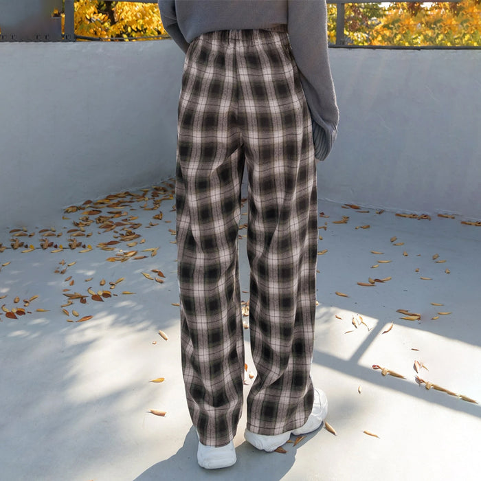 Plaid Drawstring Waist Pants