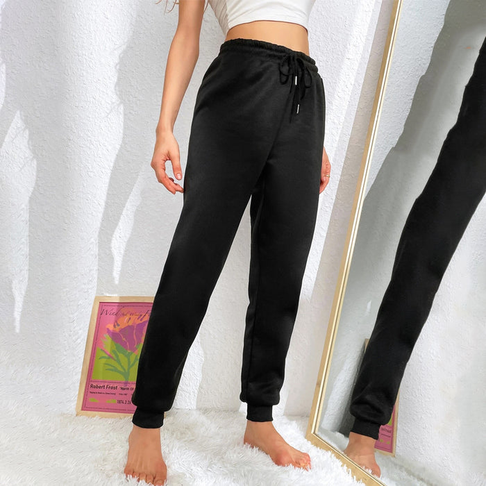 Solid Drawstring Waist Long Sweatpants