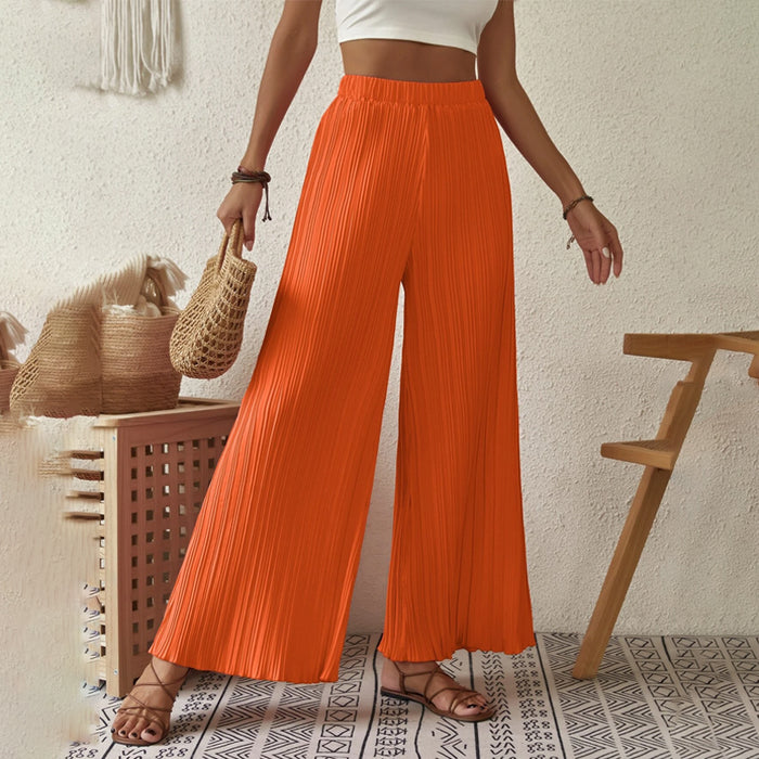 High Waist Plisse Wide Leg Pants