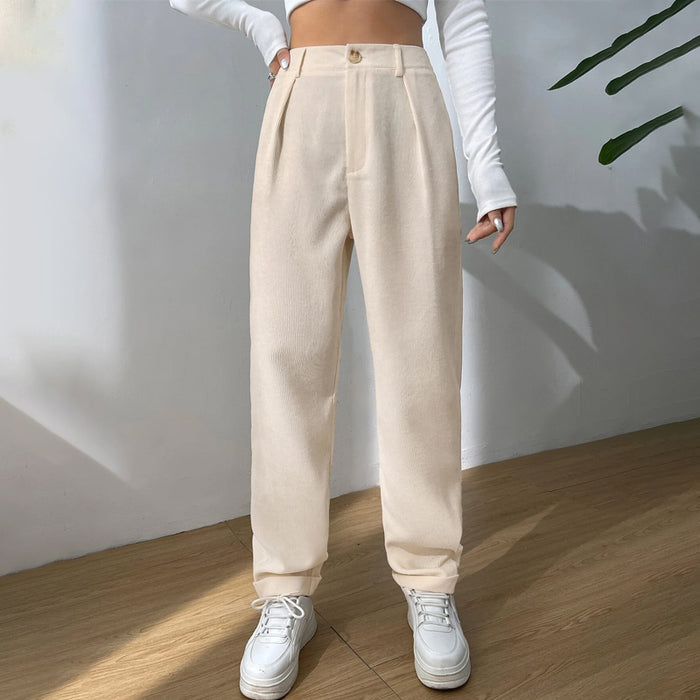 Tapered High Waist Fold Pleated Pants