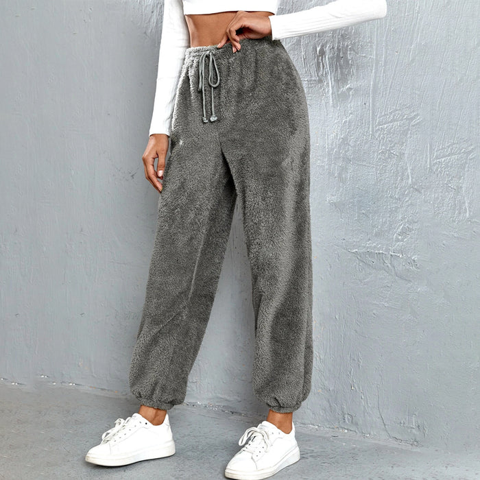 Solid Drawstring Waist Regular Fit Pants