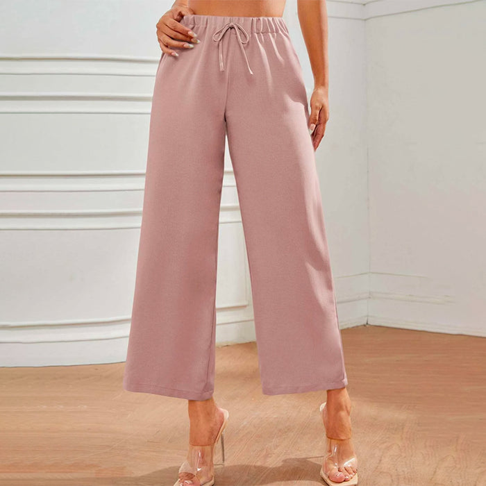 Petite High Waist Knot Front Wide Leg Pants