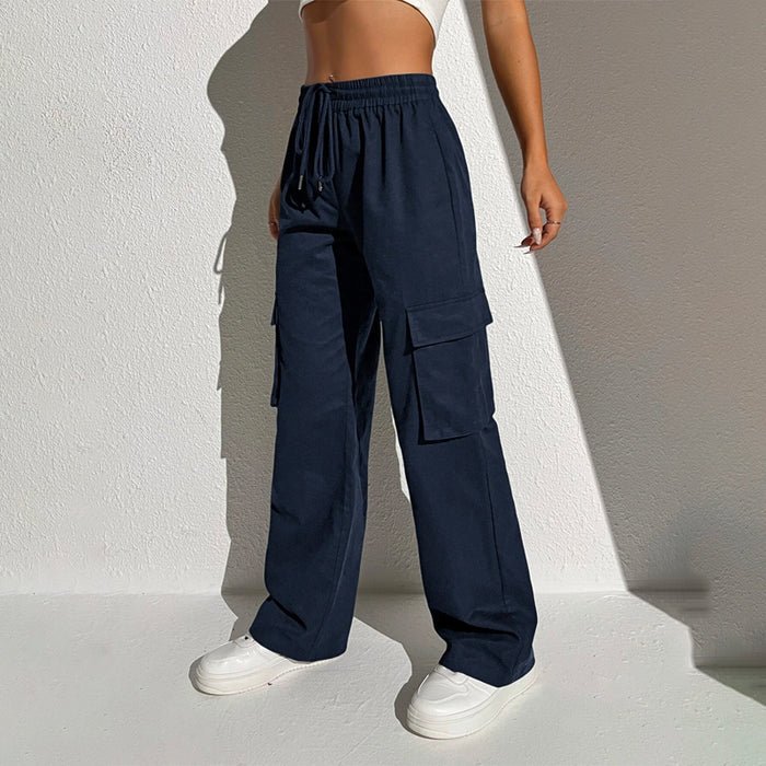 Flap Pocket Drawstring Waist Cargo Pants