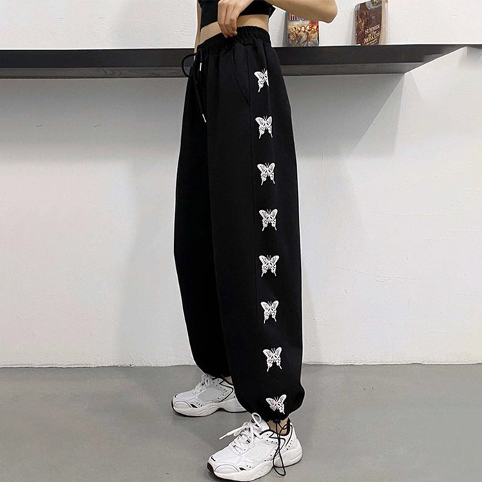 Butterfly Print Drawstring Sweatpants