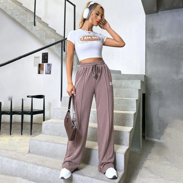 Letter Pattern Patched Drawstring Waist Sweatpants