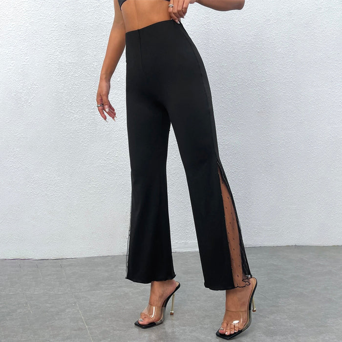 Contrast Dobby Mesh Flare Leg Pants