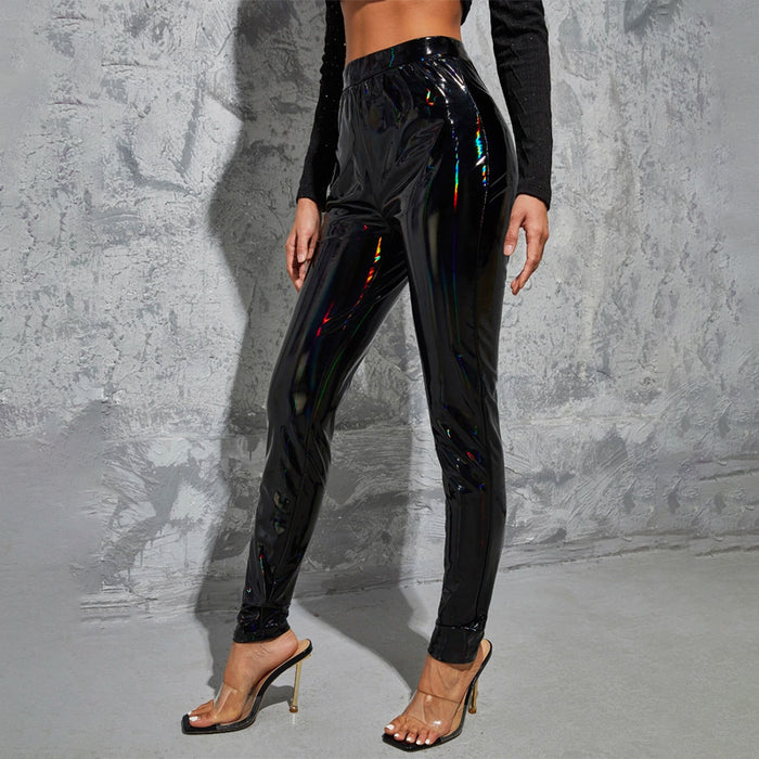 Holographic PU Leather Pants