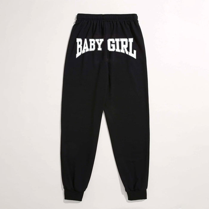 Letter Graphic Natural Drawstring Waist Sweatpants