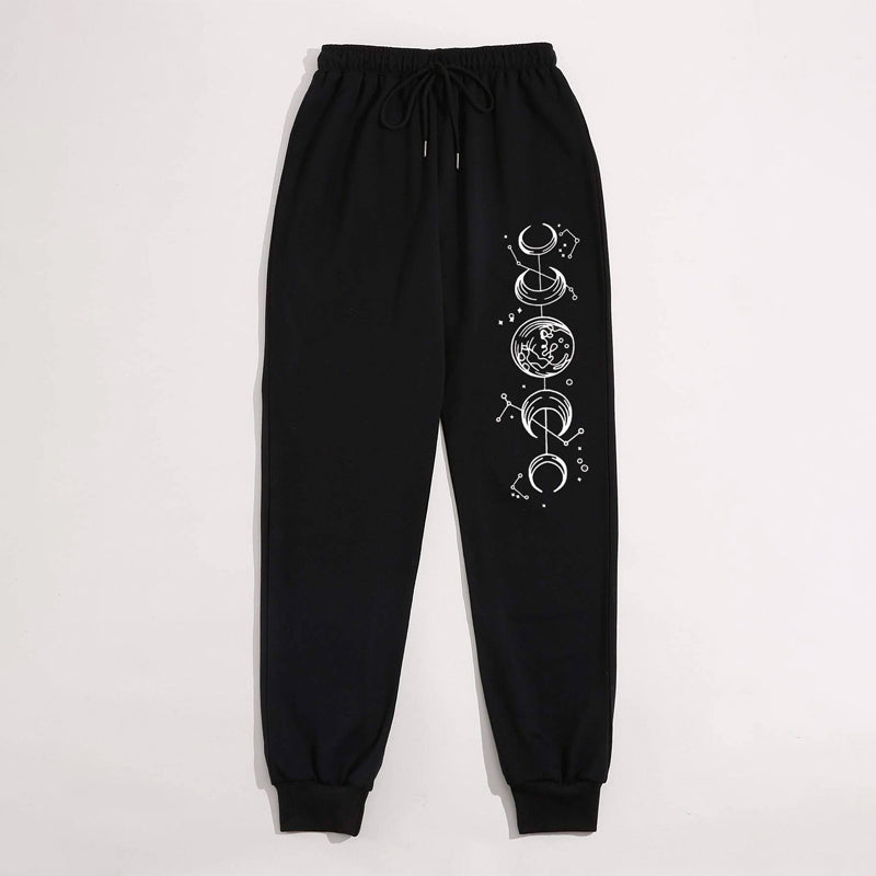 Galaxy Print Drawstring Waist Sweatpants