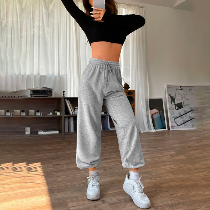 Drawstring Waist Plain Solid Sweatpants