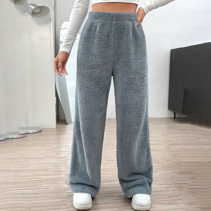 Fur High Waist Straight Leg Pants