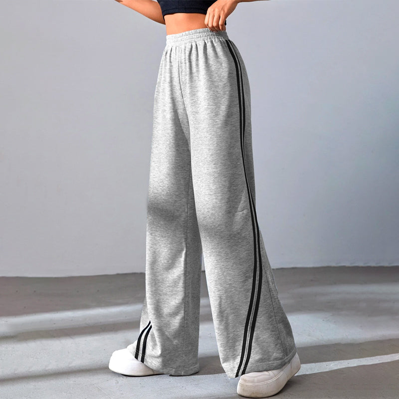 Easy Wear Contrast Tape Side Wide Leg Pants