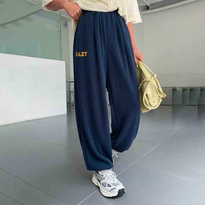 Letter Print Slant Pocket Sweatpants