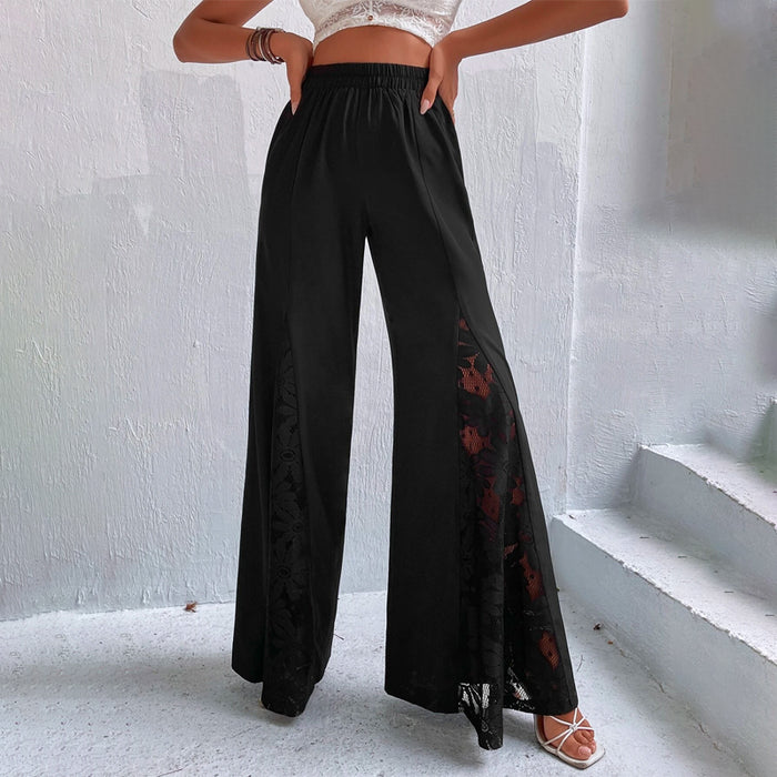 Lace Insert Wide Leg Pants