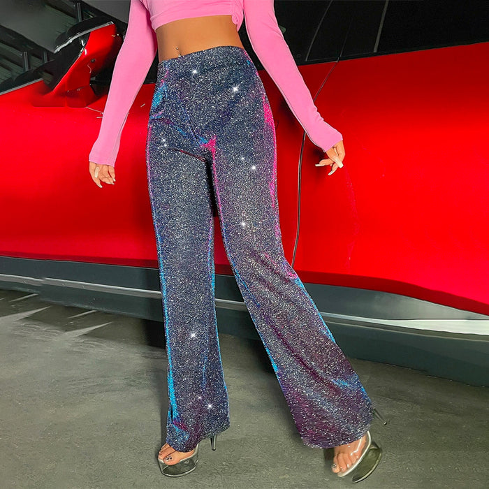 High Waist Glitter Straight Leg Pants