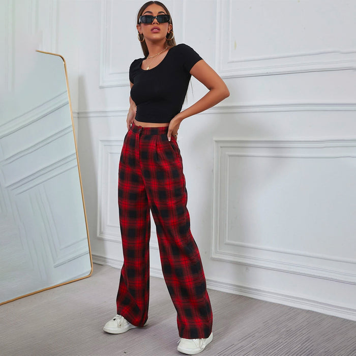 Tartan Wide Leg Pants