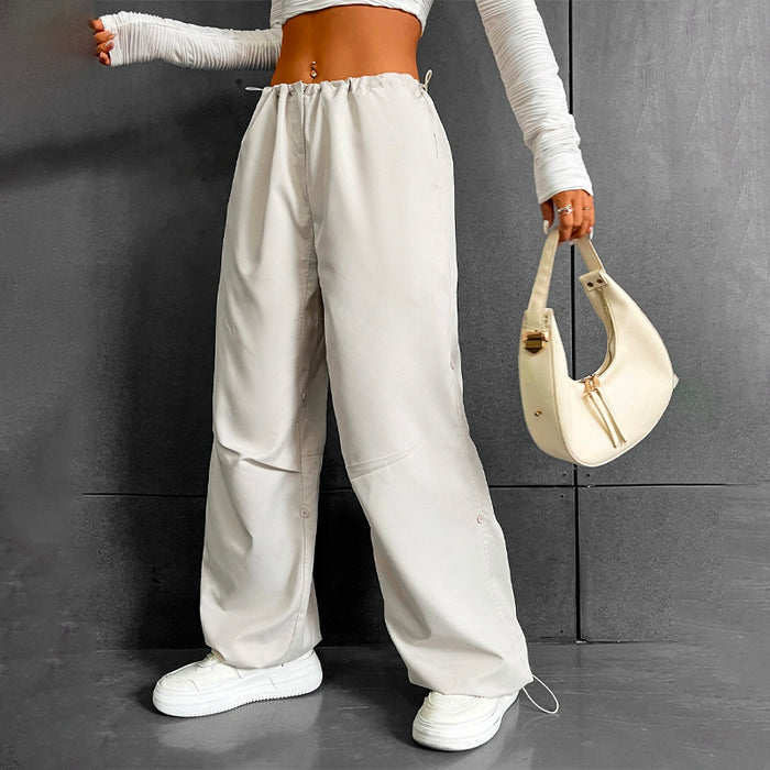 Easy Wear Drawstring Waist Parachute Pants