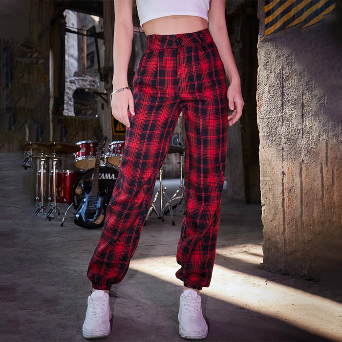 Grunge Punk Kpop Tartan Print Pants