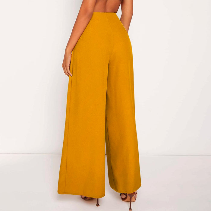 High Waist Buttoned Front Wide Leg Pants