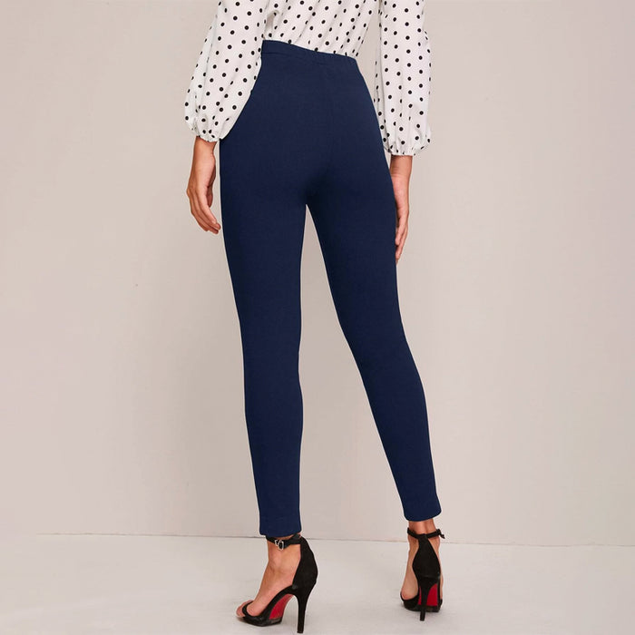 Stepped Hem Skinny Pants