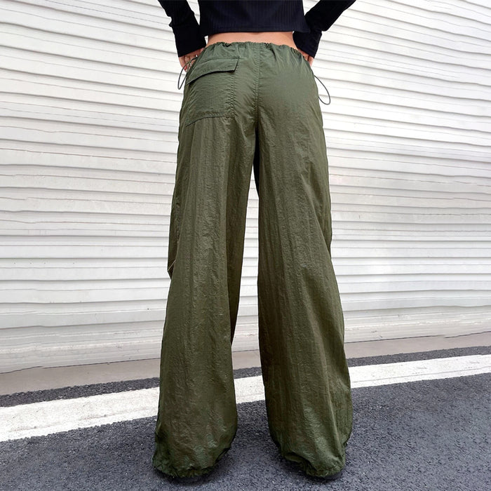 Drawstring Waist Plain Woven Pants