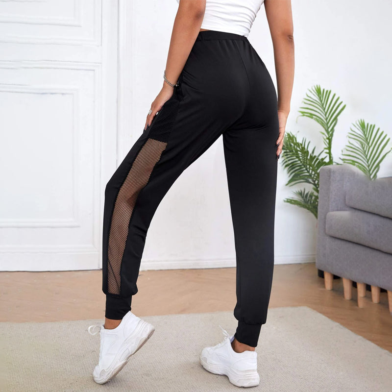 Fishnet Insert Elastic Waist Sweatpants