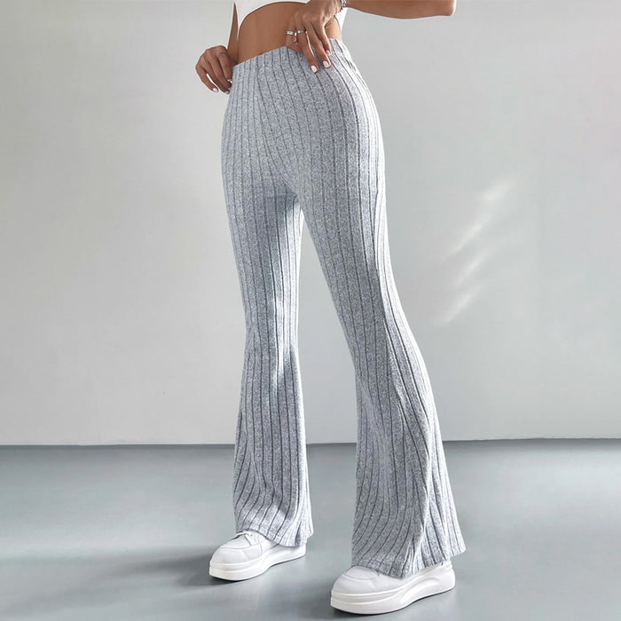 High Waist Casual Rib Knit Pants