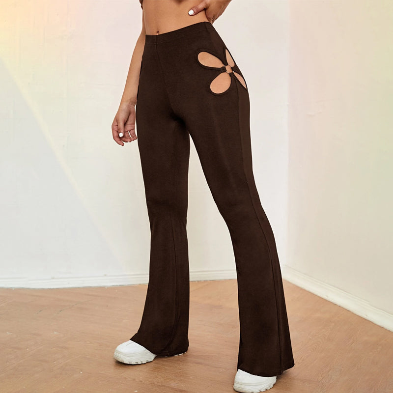 Easy Wear O Ring Cut Out Flare Leg Pants