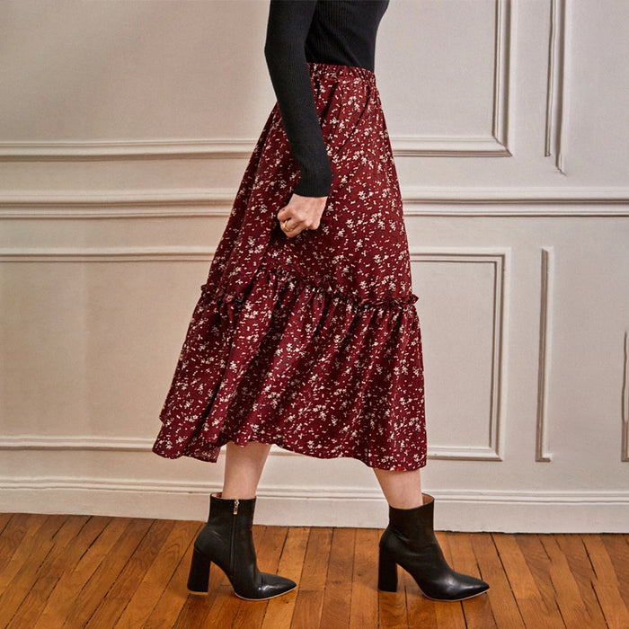 Floral Frill A-line Skirt