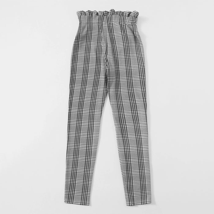 Waist Belted Plaid Pants