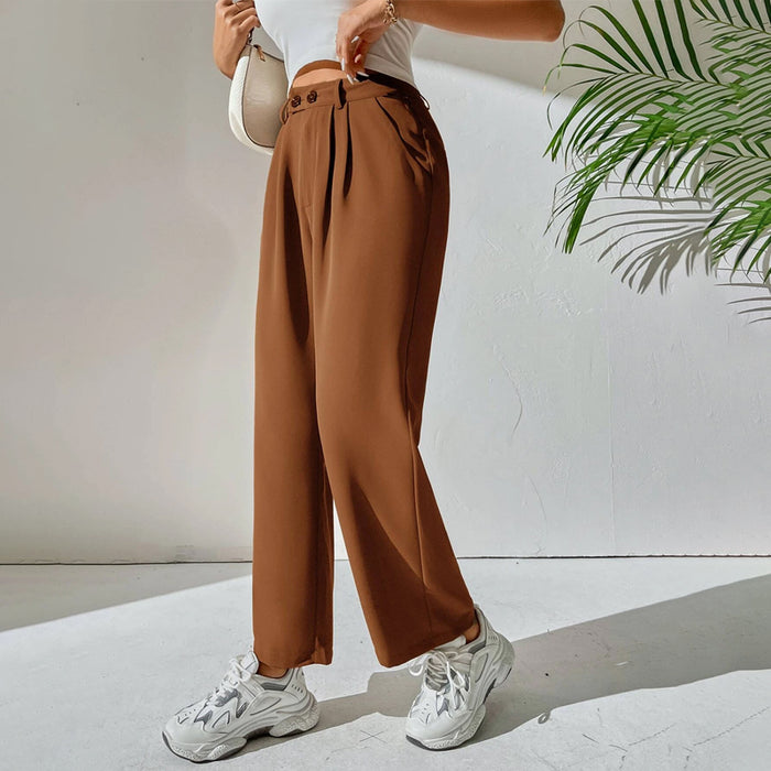 High Waist Plicated Detail Casual Pants