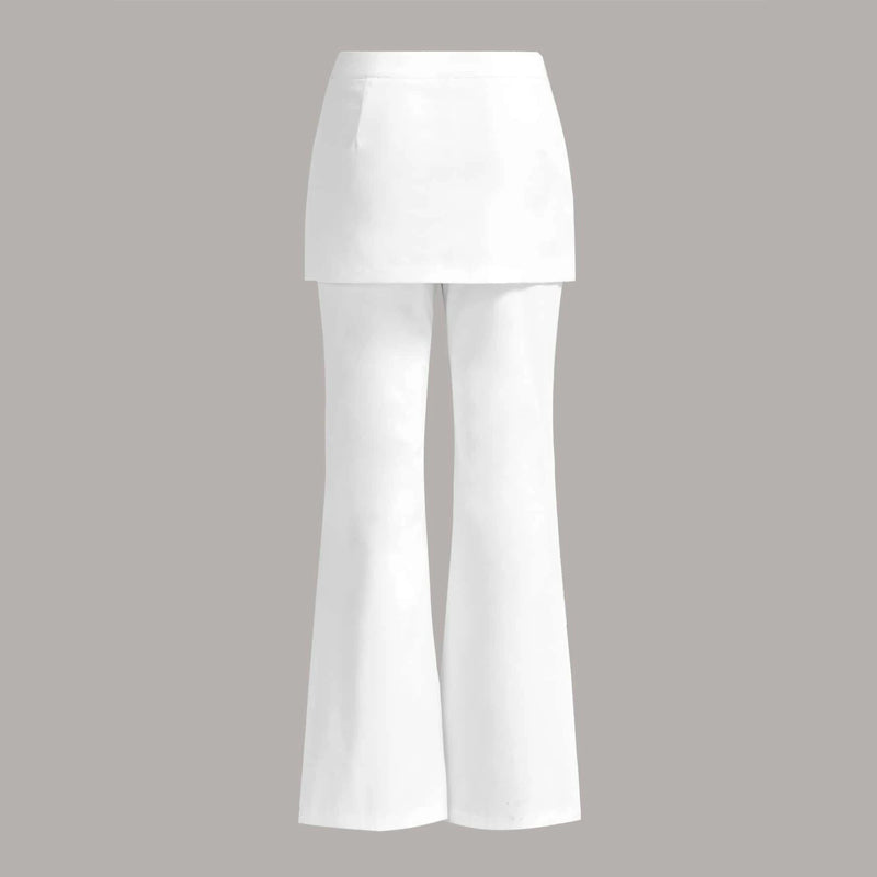 Solid Zipper Detail Skirt Overlay Pants