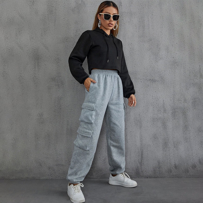 Flap Pocket Side Solid Sweatpants