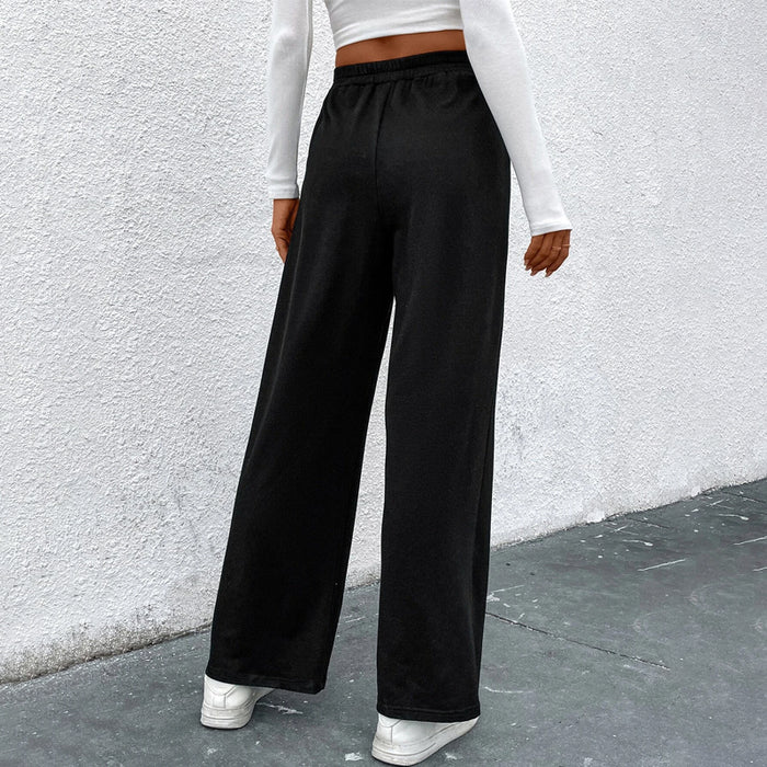 Easy Wear Solid Elastic Waist Wide Leg Pants